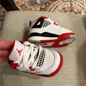 Nike Air Jordan 4 Retro TD Fire Red 2020 toddler shoes white black red size 4